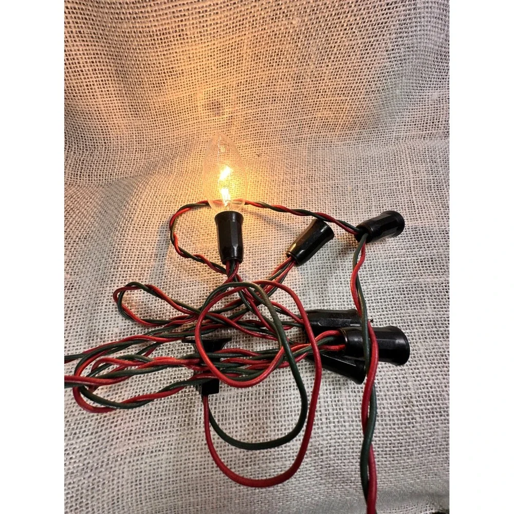 Vintage NOMA Christmas Lights 21 Ft Working String C7 Cord Rustic‎ Decor Prop